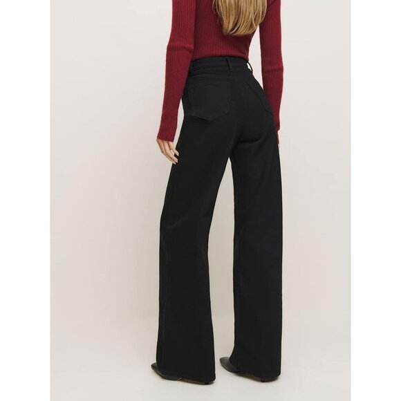 Cary Stretch High Rise Slouchy Wide Leg Jeans in Black - Picture 3 of 10